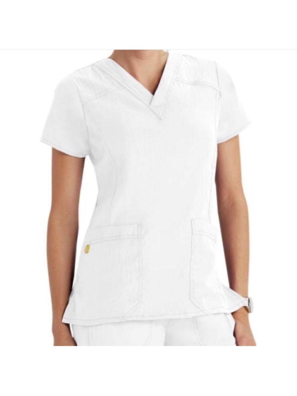 Wonder Wink 4X 4 Way Stretch Hi Performance White Scrub Top